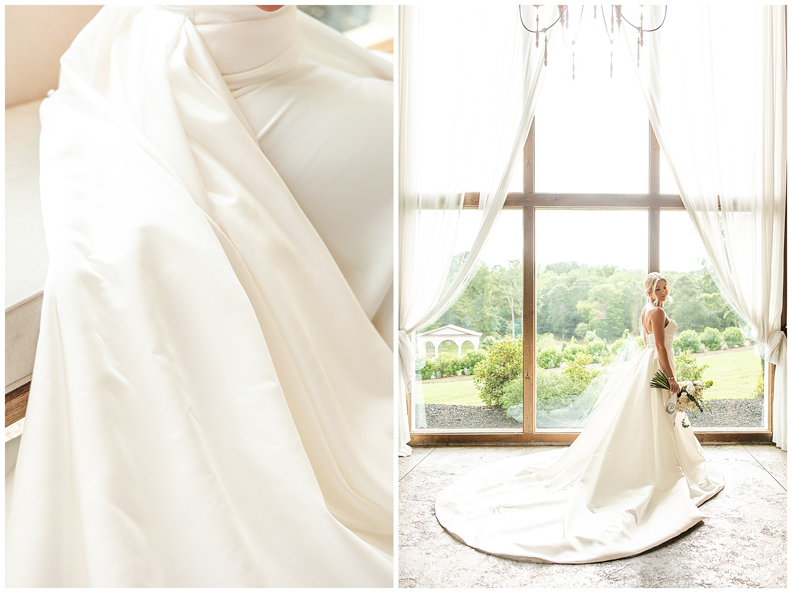 Elegant carriage house bridal portraits at Laceê Meadows wedding venue